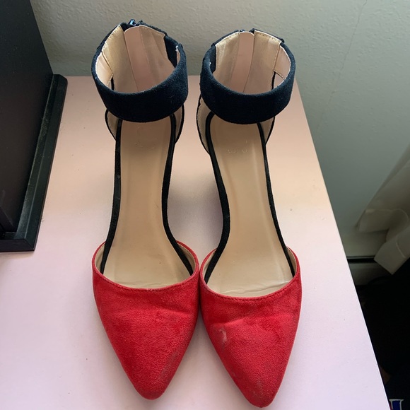 JC Shoes - Red & Black Color Block low heel